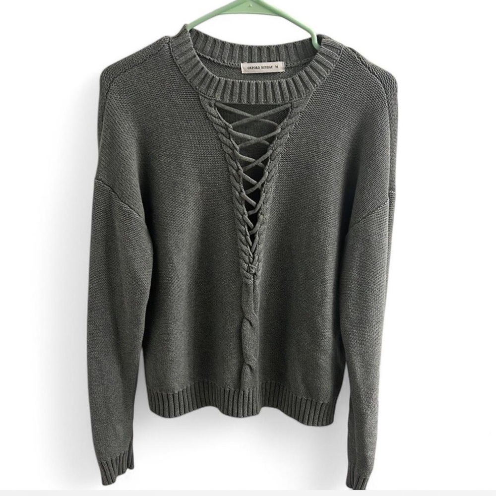 💥SALE! Oxford Sunday Sweater with Lace-Up Detail